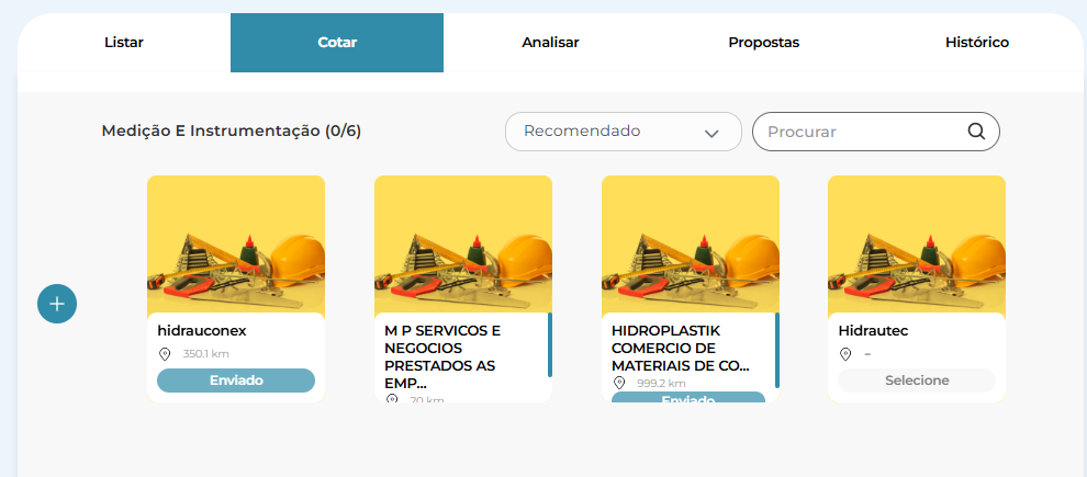 Procedimento para busca de cotações